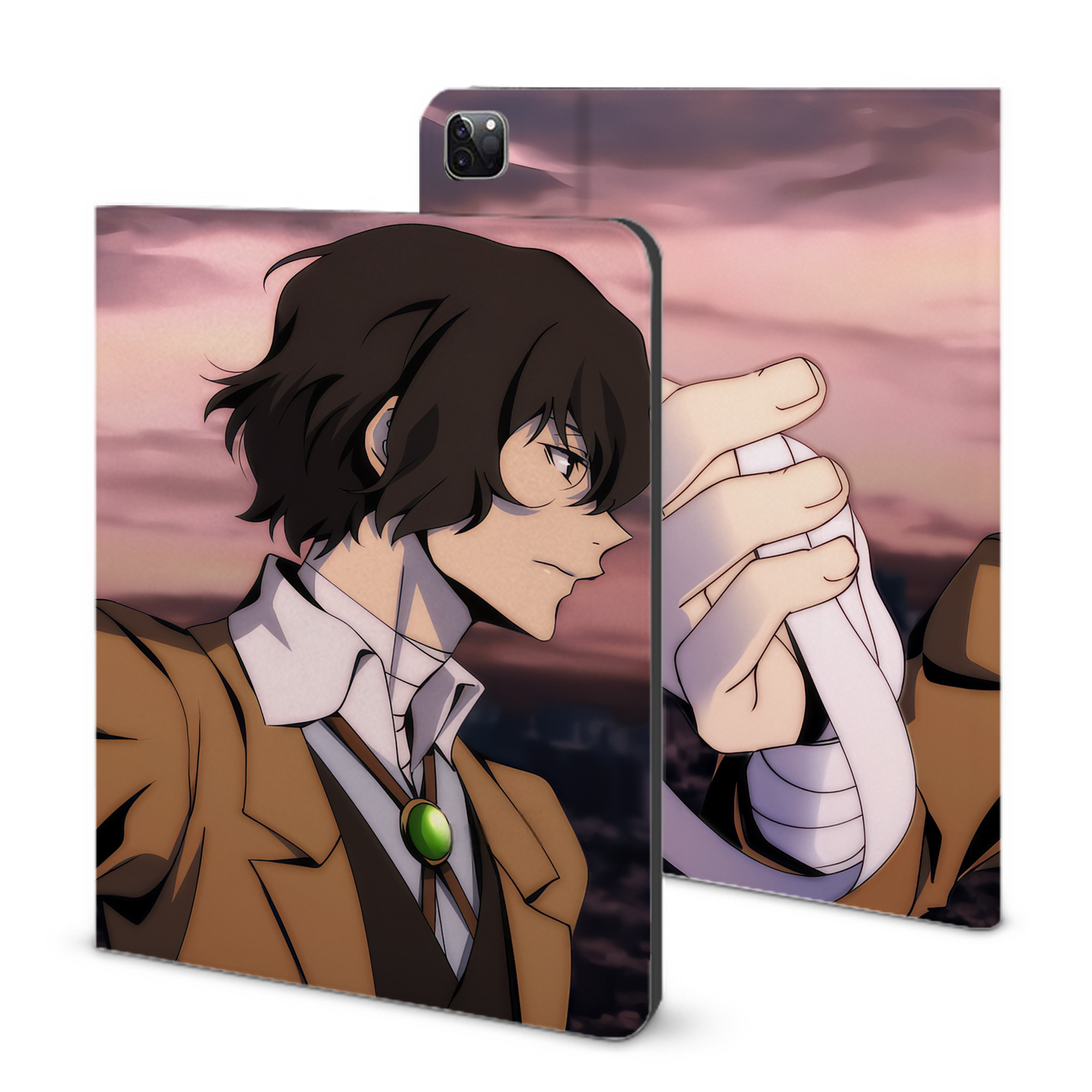 （画像用） 文豪ストレイドッグス Bungo Stray Dogs IPad ケース ブック型 PUレザー TPU 耐衝撃 軽量 薄型 ペン収納なし 全面保護 IPad 各モデル対応